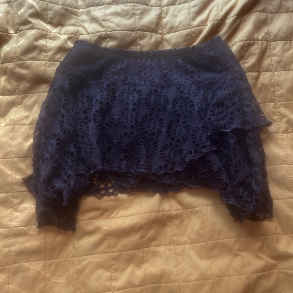 Elegant brown asymmetrical Lace Skirt